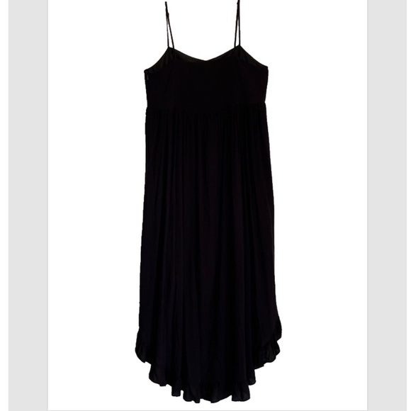 NWT BB Dakota Black High/Low Midi Dress Ruffle Hem Spaghetti Straps Goth Boho - Picture 2 of 7